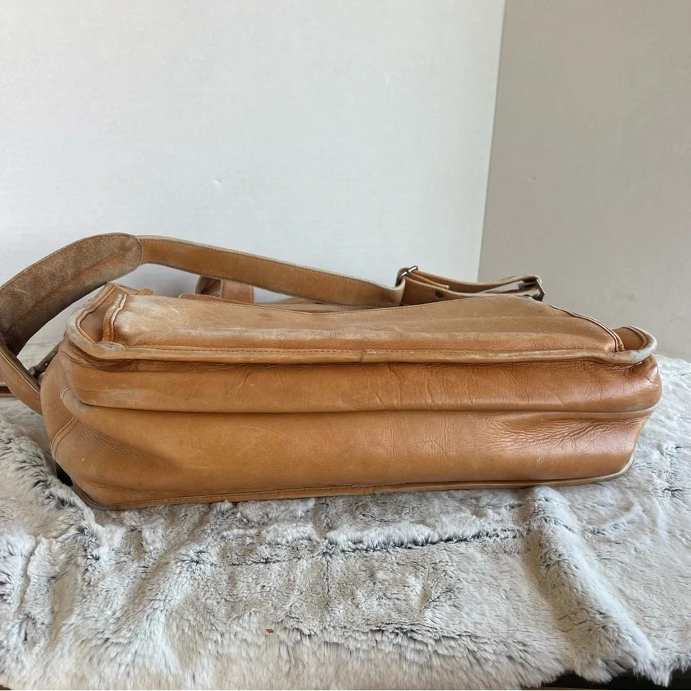 CLAIRE CHASE Genuine Leather Brown Briefcase Tan Leather Men's Bag